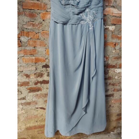 Womens Mother Of The Bride Dress Formal Gown Size 16 Blue Lace Ruched Maxi - Picture 2 of 6